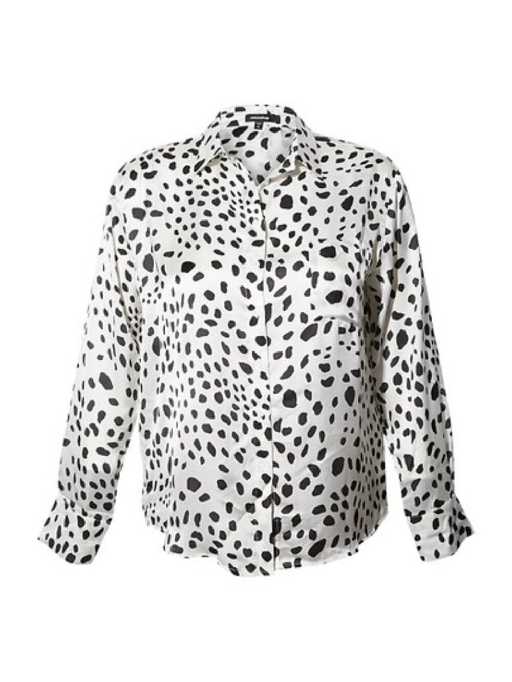 MTS Women's Dotted Button Up Shirt Size 1X In White/Black